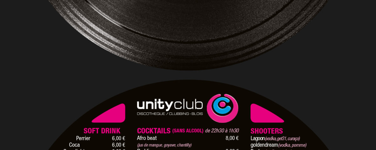 Unity Club - Carte des boissons